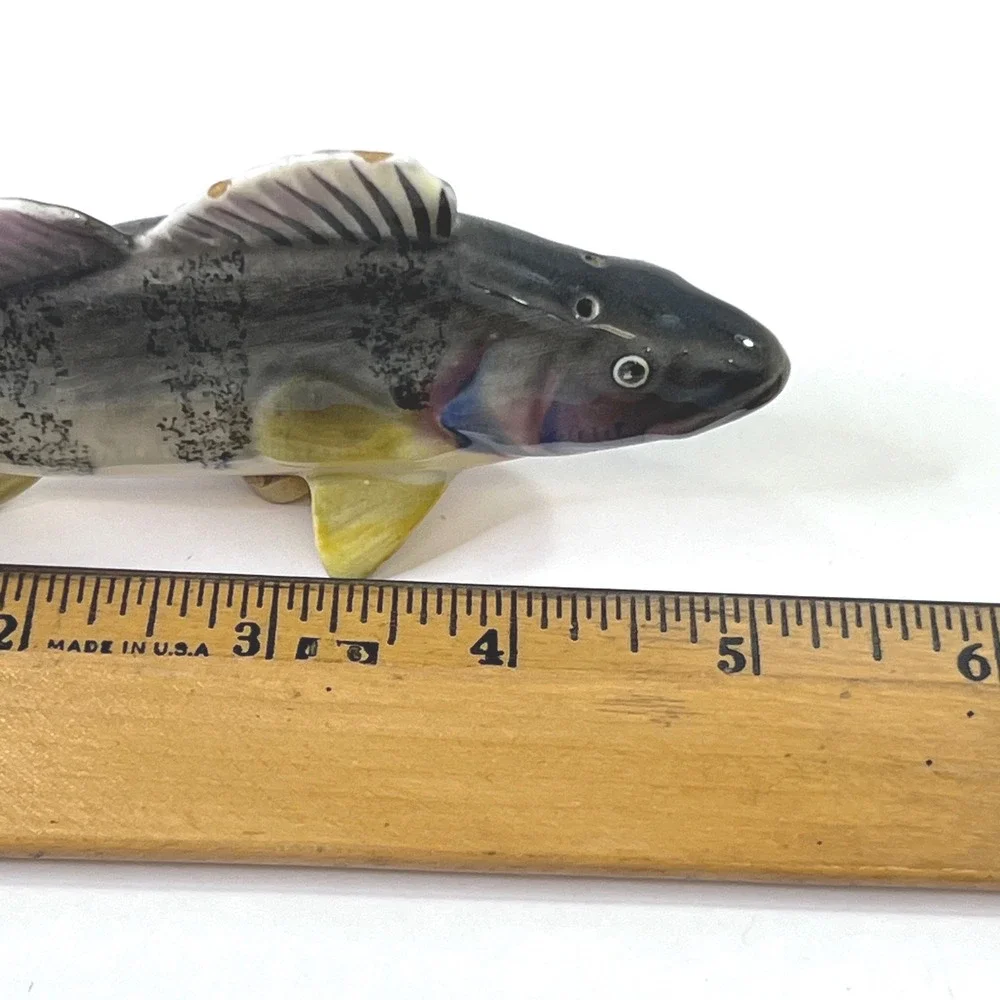 Vintage UCAGCO Fish Salt Pepper Shakers Brown Trout Yellow Perch Japan